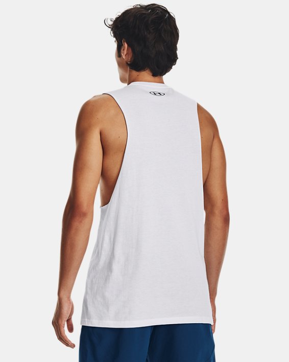 Men's UA Sportstyle Left Chest Cut-Off Tank in White image number 2